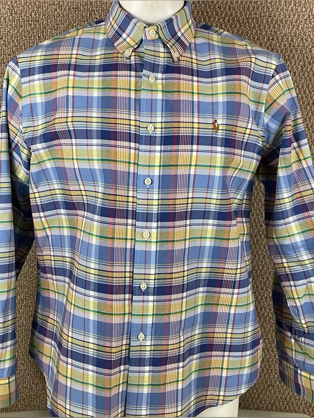 Polo Ralph Lauren Oxford Shirt Men’s XL Plaid Button Down Flesh Pony 304